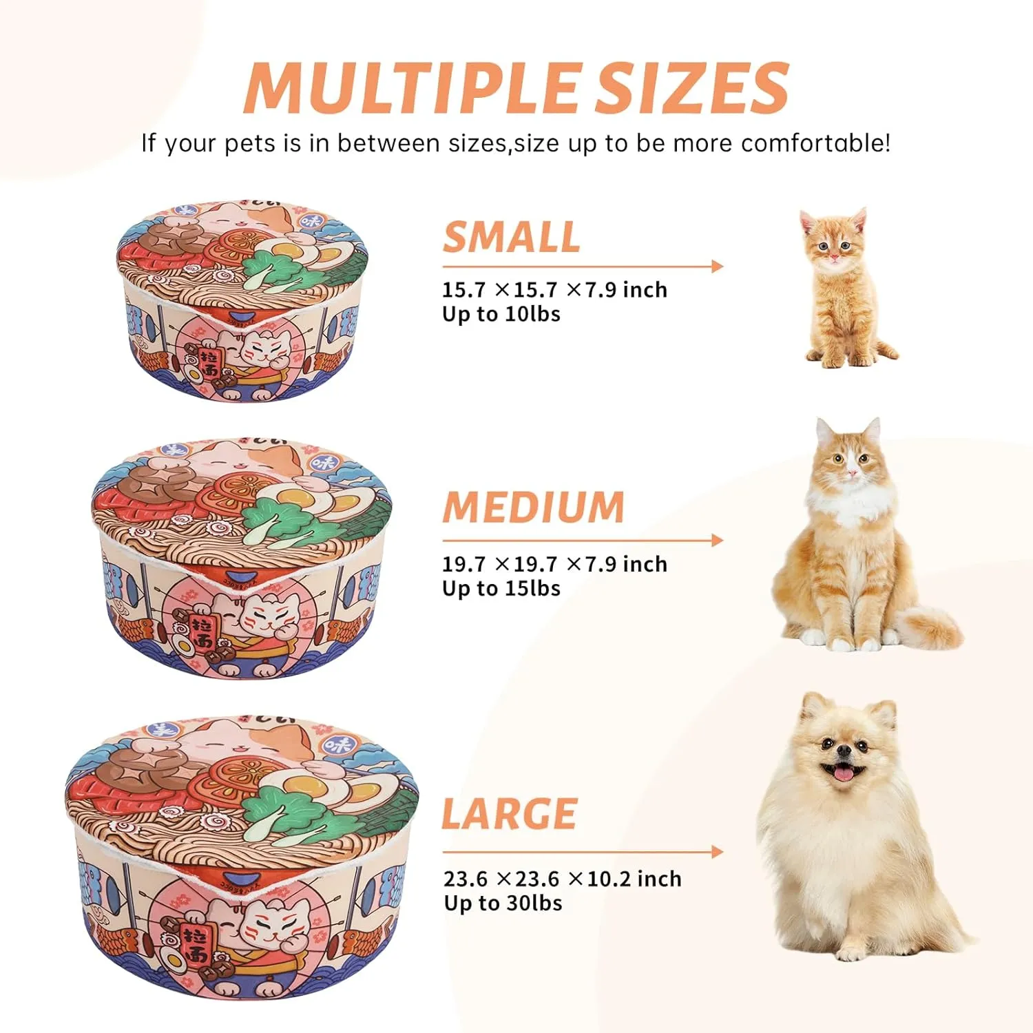 寵幸 Ramen Noodle Dog & Cat Bed,Keep Warm and Super Soft Creative Pet Nest for Indoor Cats,Removable Washable Cushion for Small Medium Large Dogs and Cats