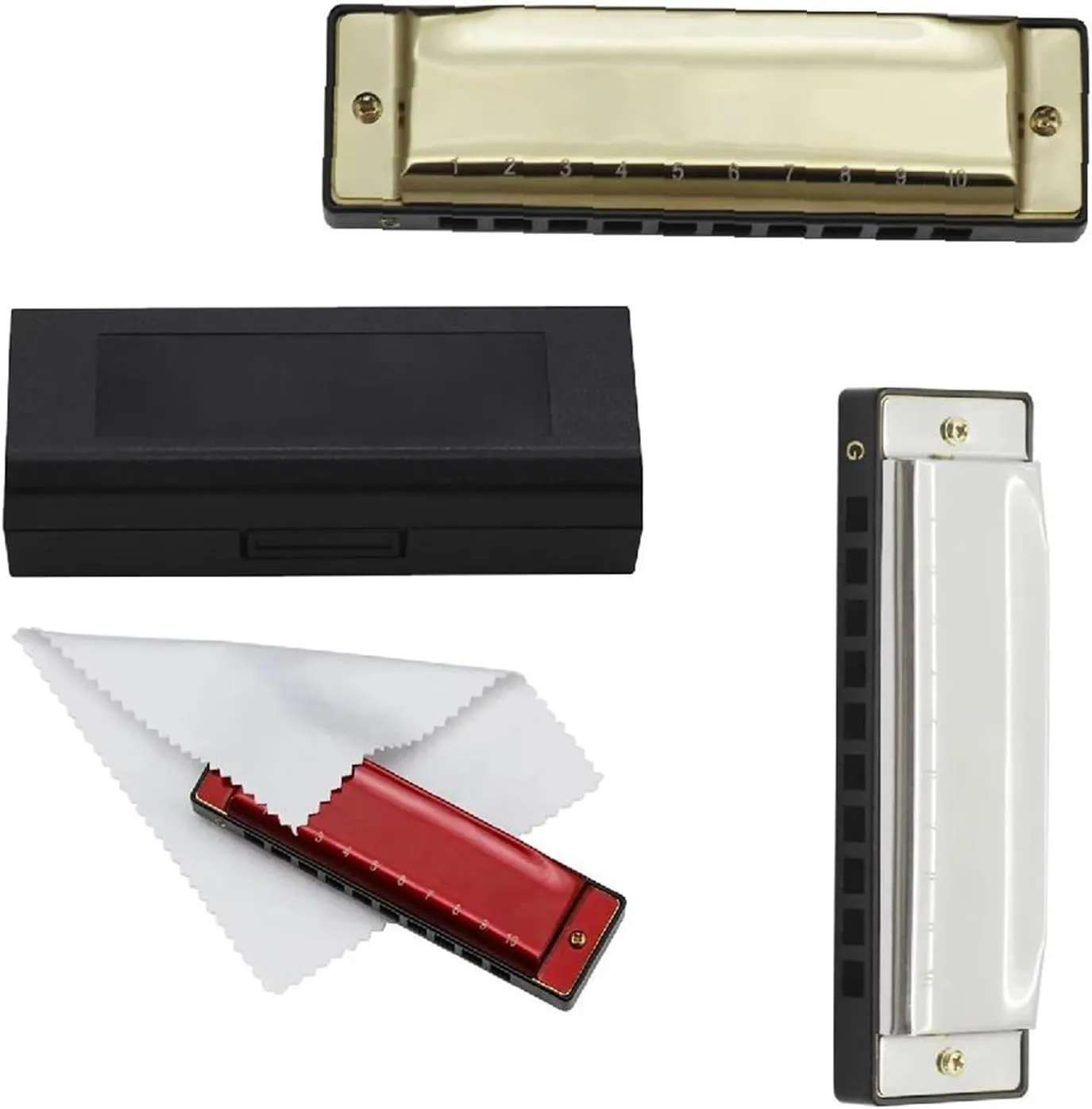 10 Holes 20 G Tone Chromatic Harmonica Adults Musical Gift(Gold)