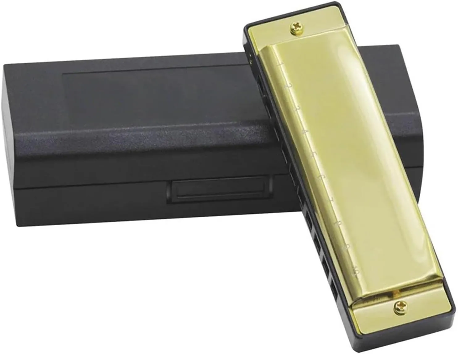 10 Holes 20 G Tone Chromatic Harmonica Adults Musical Gift(Gold)