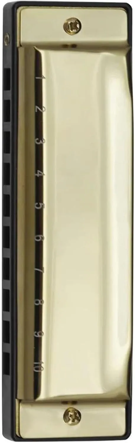 10 Holes 20 G Tone Chromatic Harmonica Adults Musical Gift(Gold)