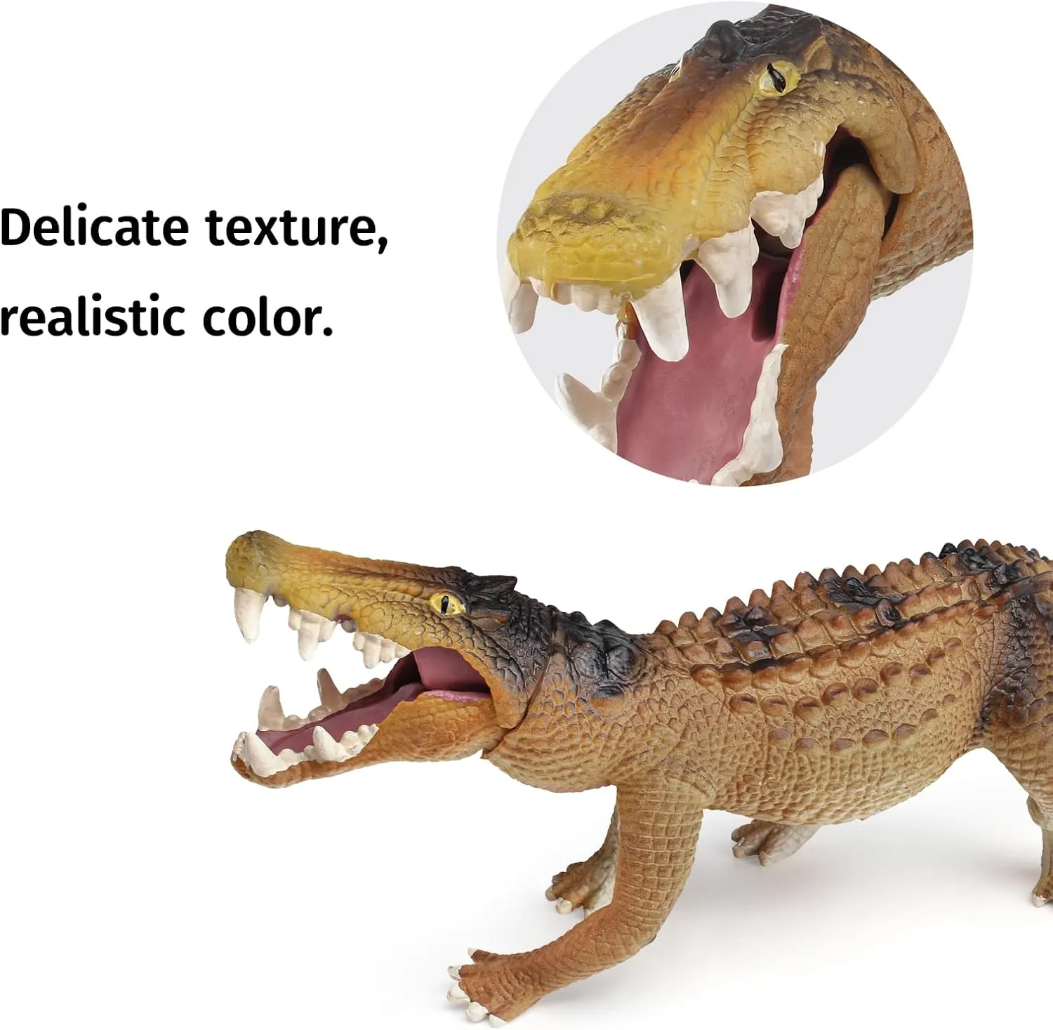 10 Inch Large Alligator Toy Figurine 2PCS Realistic Crocodile Action Figures Alligator Party Favors Playset Crocodiles Cake Toppers for Kids Toddler