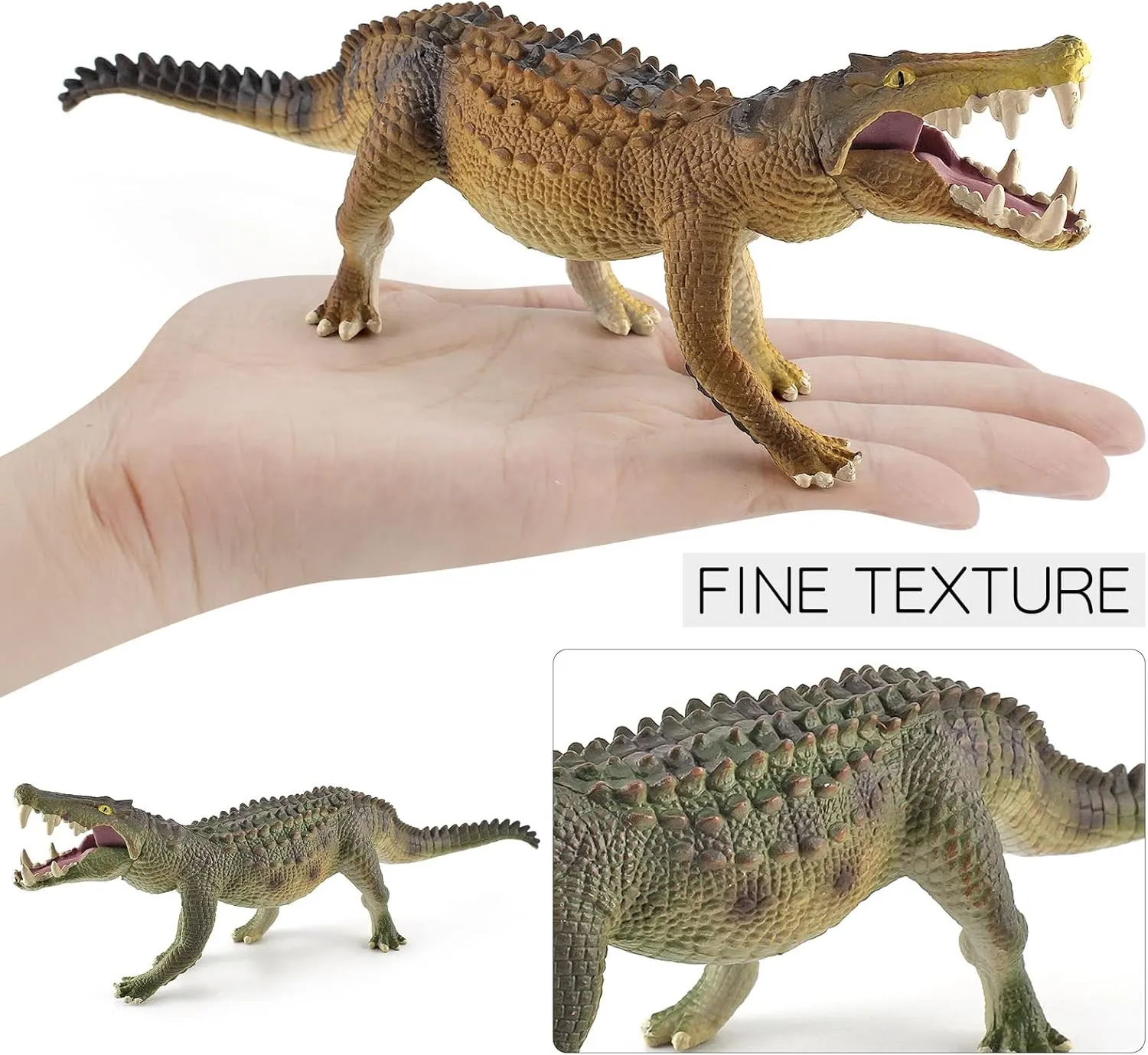 10 Inch Large Alligator Toy Figurine 2PCS Realistic Crocodile Action Figures Alligator Party Favors Playset Crocodiles Cake Toppers for Kids Toddler