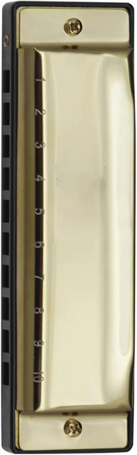 10 Holes 20 G Tone Harmonica With Case Adults Beginners Musical Gift(Gold)