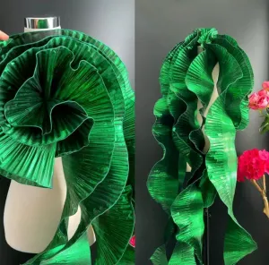 11 Yards (Green) Ruffled Lace Trims, Pleated Lace Fabric Trim, Organza Ruffled Fabric Chiffon Tulle Ruffle Lace Border for Sewing Dress Bag Costume Decoration Trimming Craft