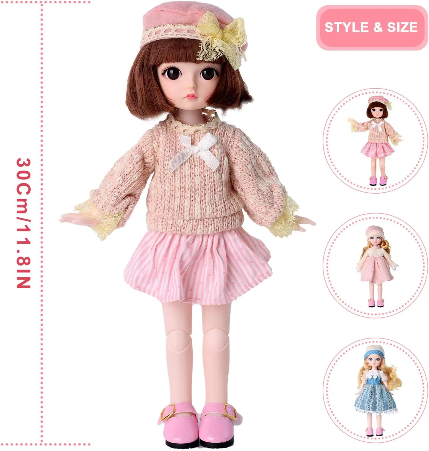 11" BJD Princess Girls Doll ,1/6 SD Fashion Dolls,Kawaii Ball Jointed Doll DIY Toys with Full Set Clothes Shiny Leather Shoes and Plush Pet, Best Gift for Girls for 3  Year-Olds (Linda)