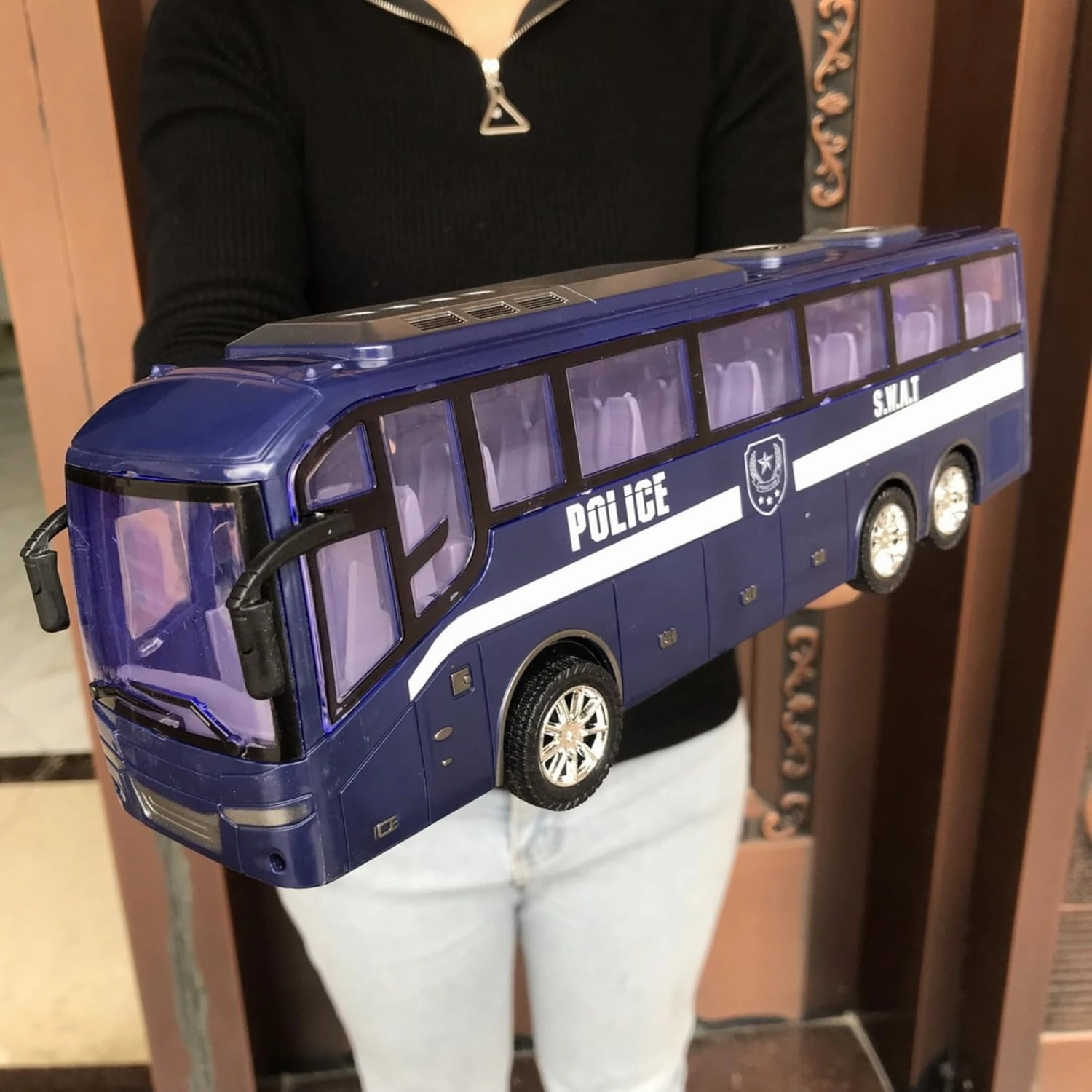 12.5" School Bus Toy for Toddlers, 1/16 Scale Die Cast Plastic Inertia City Vehicle, Baby Cars Model for Kids, Great Play Game for Boys Girls Children Ages 3 