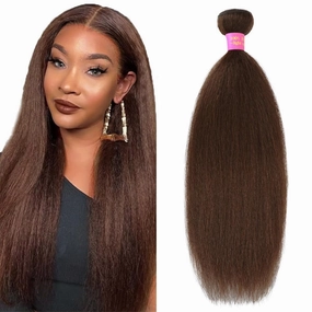 12 inch Brown Kinky Straight Bundles Yaki Straight Human Hair Bundles 100% Unprocessed Brazilian Virgin Hair Kinky Straight Human Hair For Black Women
