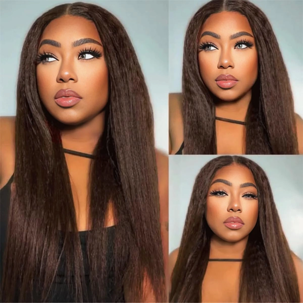 12 inch Brown Kinky Straight Bundles Yaki Straight Human Hair Bundles 100% Unprocessed Brazilian Virgin Hair Kinky Straight Human Hair For Black Women