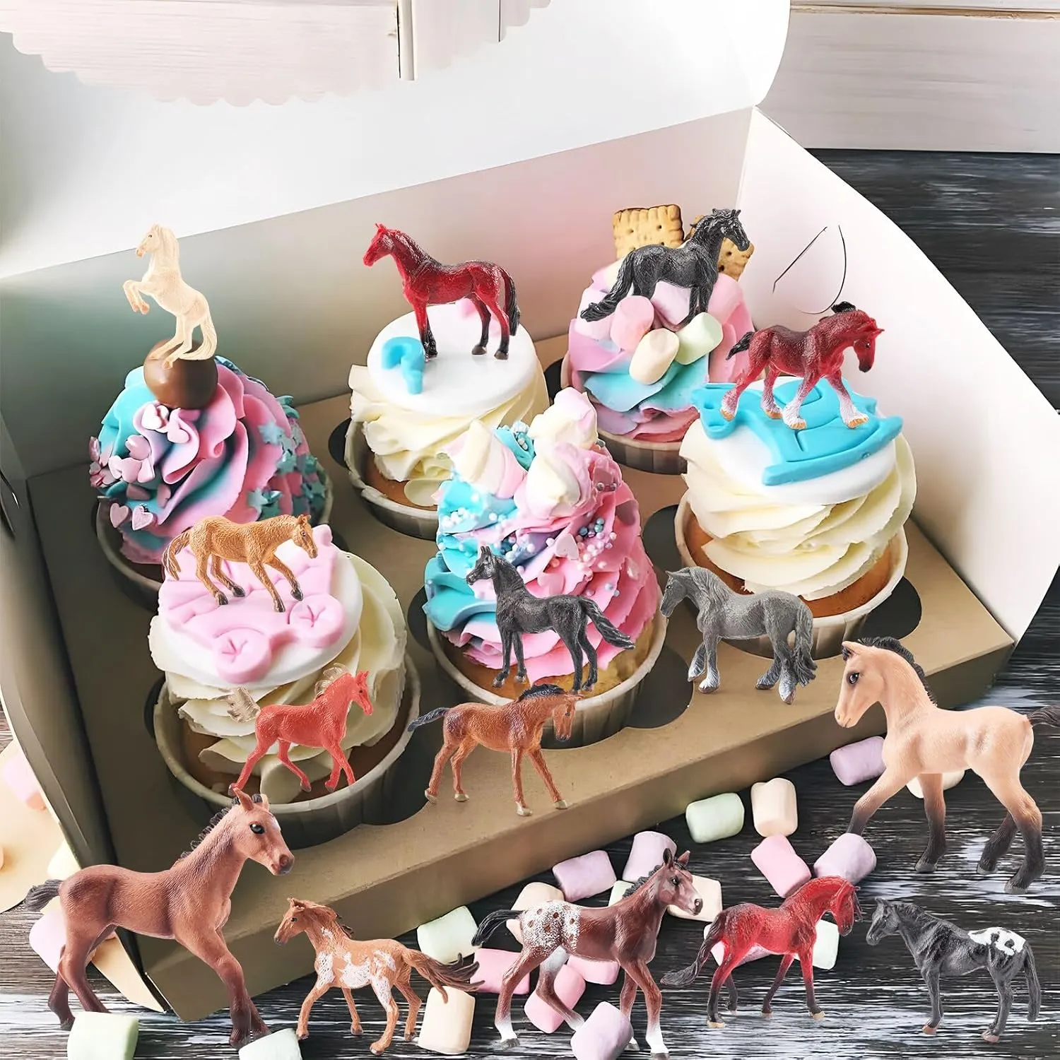 12PCS Realstic Mini Horse Figurines Toy Palyset Arabian Horse Hannover Horse Morgan Stallion Solid Steed Model Set Early Educational Cognitive Toy for Kids