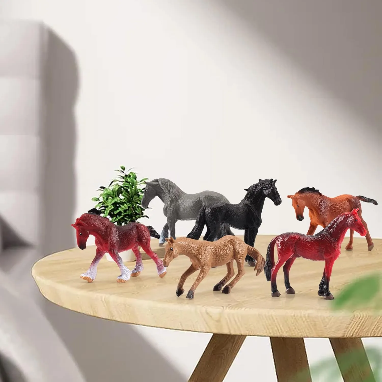 12PCS Realstic Mini Horse Figurines Toy Palyset Arabian Horse Hannover Horse Morgan Stallion Solid Steed Model Set Early Educational Cognitive Toy for Kids