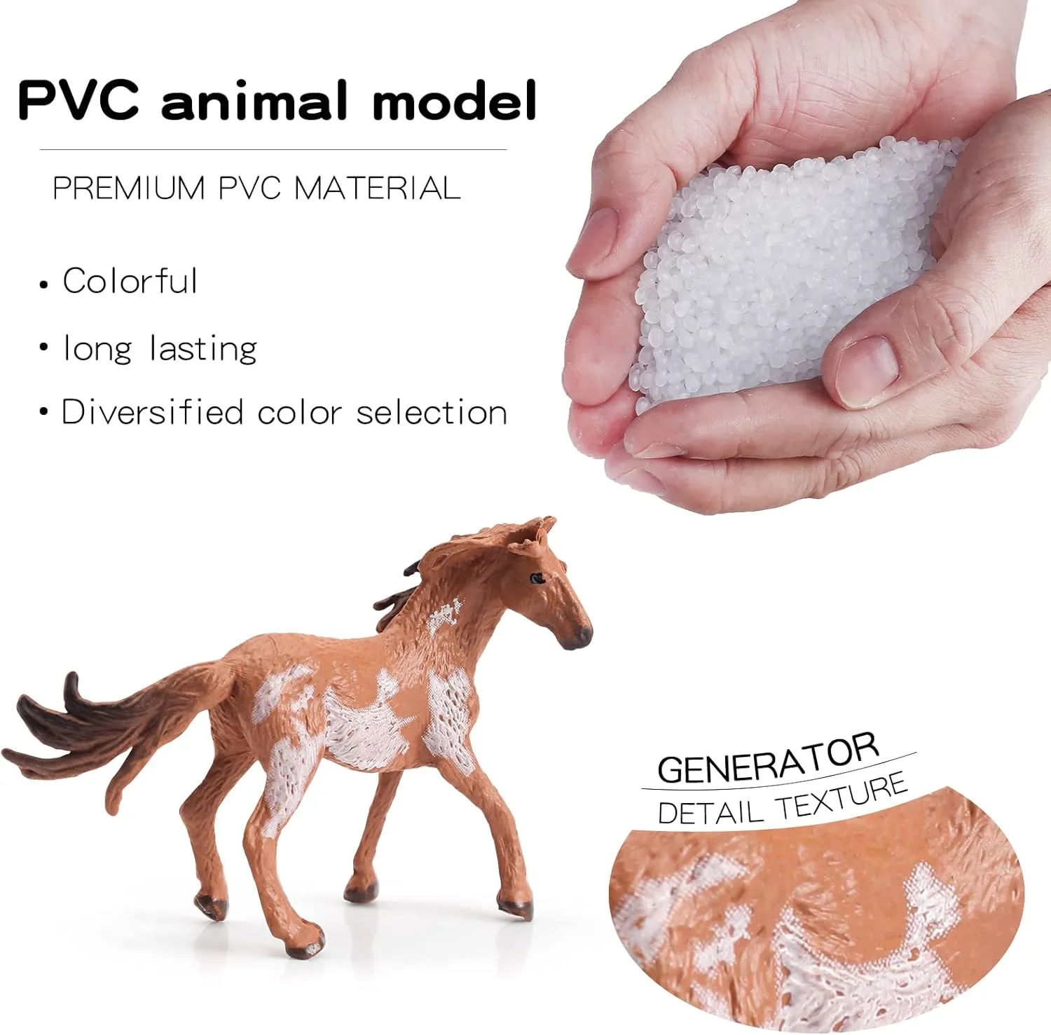 12PCS Realstic Mini Horse Figurines Toy Palyset Arabian Horse Hannover Horse Morgan Stallion Solid Steed Model Set Early Educational Cognitive Toy for Kids
