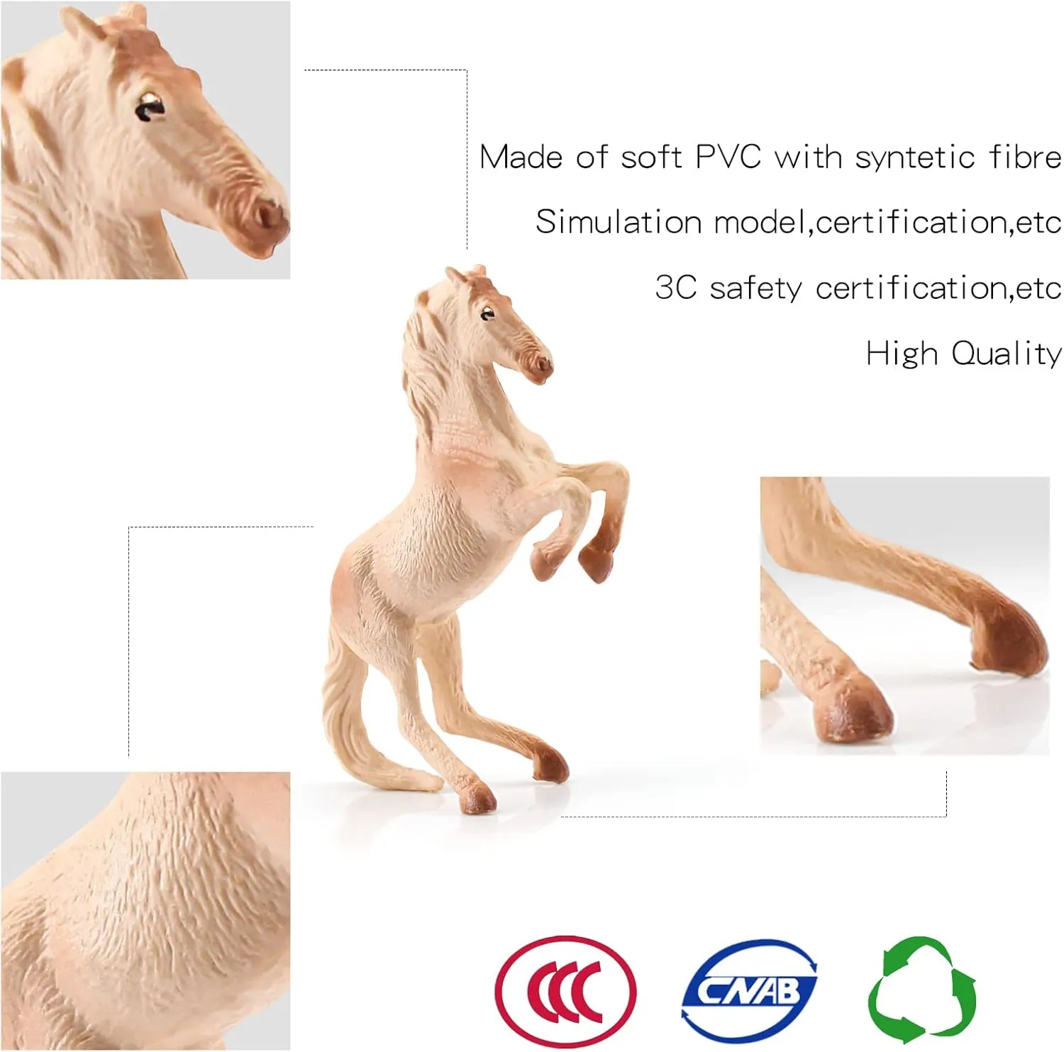 12PCS Realstic Mini Horse Figurines Toy Palyset Arabian Horse Hannover Horse Morgan Stallion Solid Steed Model Set Early Educational Cognitive Toy for Kids