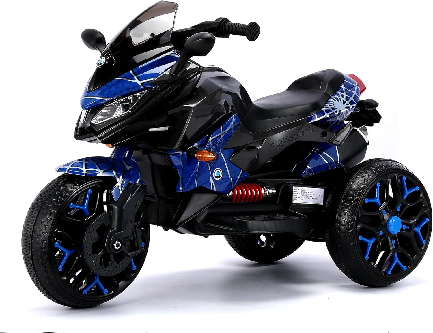 12V Kids 3 Wheel Electric Motorcycle for 3-8 Years Boys Girls Ride on Electric Motorbike, Connect with Phone, Lighting Wheels, Hand Drive for Child Electria Toy Gift, Reticulate Blue