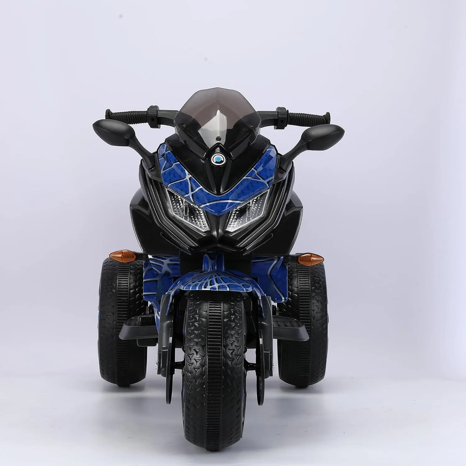 12V Kids 3 Wheel Electric Motorcycle for 3-8 Years Boys Girls Ride on Electric Motorbike, Connect with Phone, Lighting Wheels, Hand Drive for Child Electria Toy Gift, Reticulate Blue