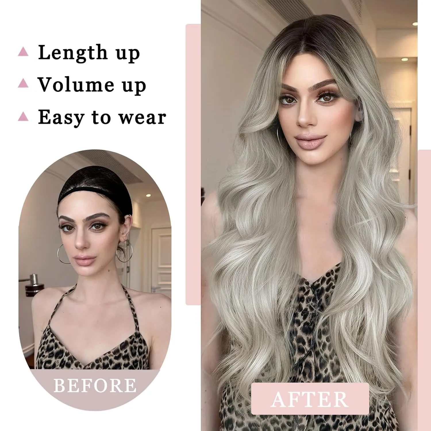 13x4.5 Synthetic Lace Front Wig 26'' Pre Plucked Heat Resistant Wavy Long Hair Wigs with Pre Cut Lace Glueless Pre Everything Hair Replacement Lace Wig for Women Daily Party Use White Blonde