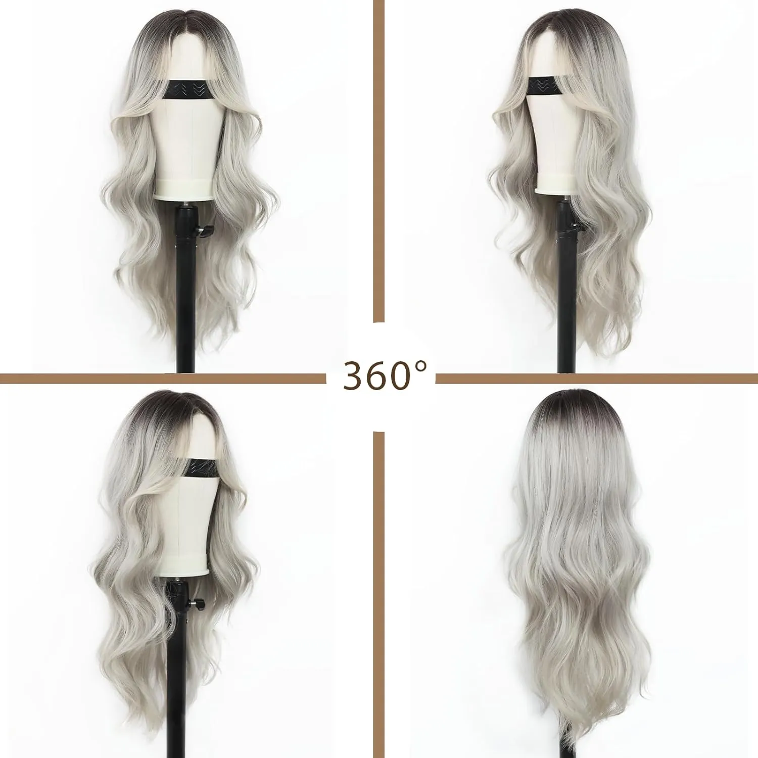 13x4.5 Synthetic Lace Front Wig 26'' Pre Plucked Heat Resistant Wavy Long Hair Wigs with Pre Cut Lace Glueless Pre Everything Hair Replacement Lace Wig for Women Daily Party Use White Blonde