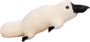 14 Inch Long Realistic Look Stuffed Platypus Animal Soft Plush Figure Toys Kawaii Plushies Duckbill Gift for Kids and Lovers (White)