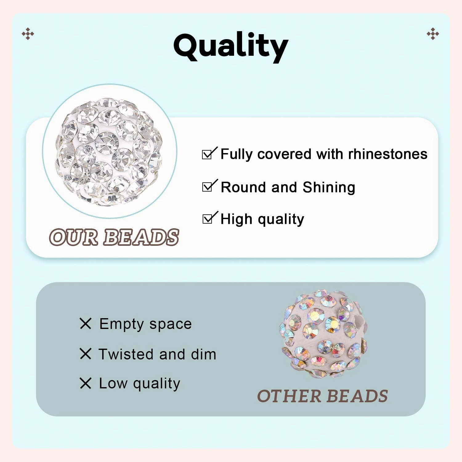 150pcs 10mm Rhinestone Beads for Jewelry Making, Aquamarine Dark Blue White Shiny Round Shamballa Disco Beads, Sparkle Crystal Clay Christmas for Bracelet Baseball Necklace Earring and DIY