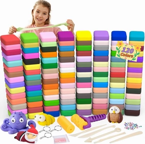 168 PCS Air Dry Clay Kit, Modeling Clay for Kids 120 Colors, DIY Model Magic Clay, Molding Clay Kit with Sculpting Tools, Non-Sticky Soft and Super Light, Arts and Crafts Gift for Boys Girls Kids