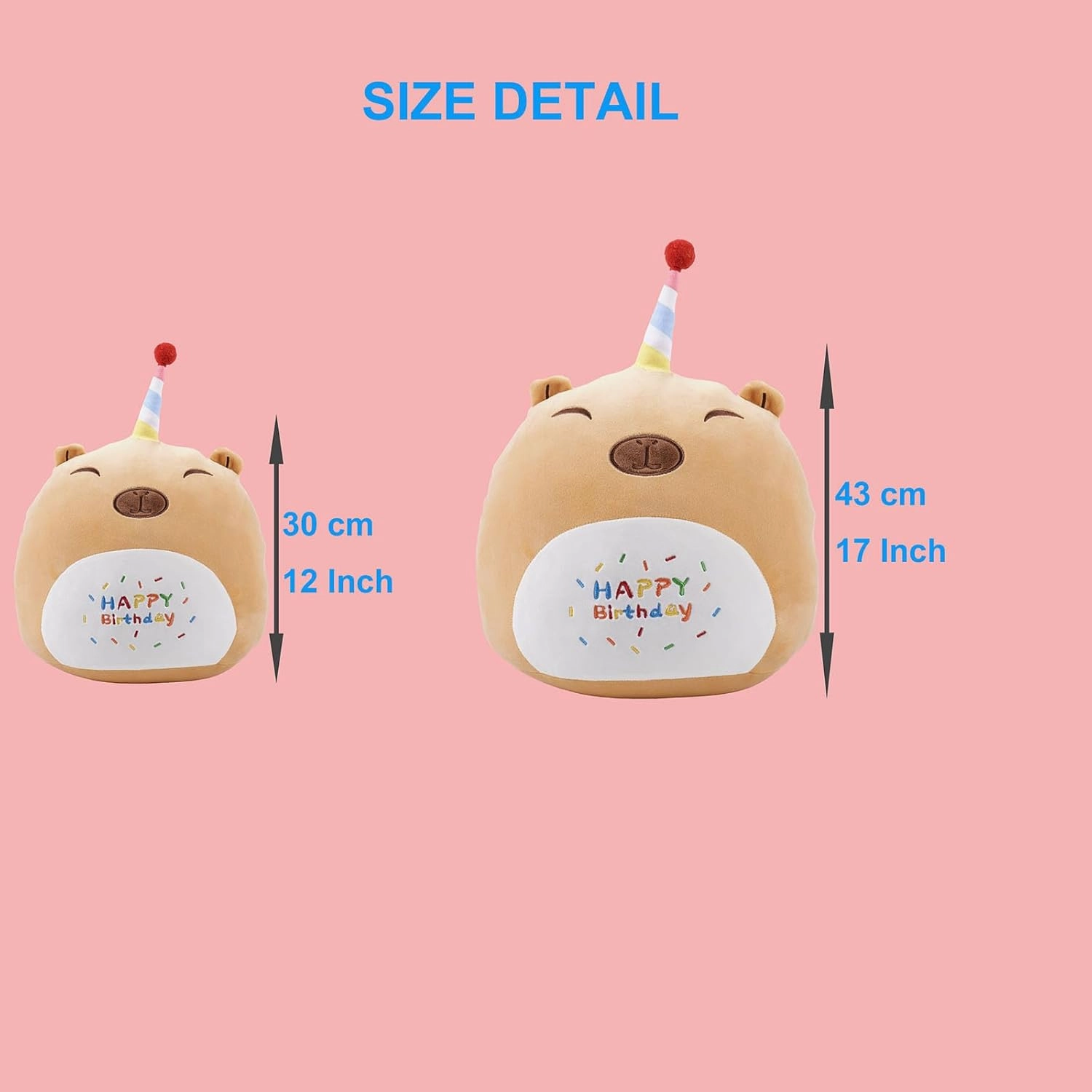 16 Inch Plush Brown Capybara Stuffed Animal Happy Birthday Capybara Hugging Pillow Birthday Capybara Plushies Throw Pillow Birthday Capybara Anime Gift for Kids and Lovers