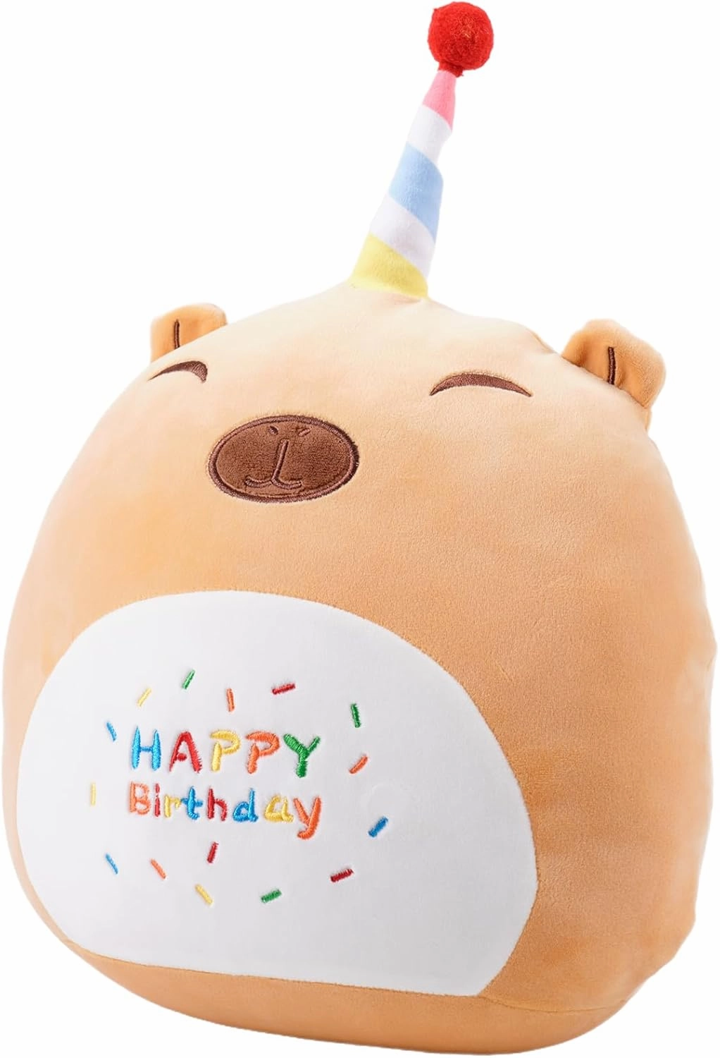 16 Inch Plush Brown Capybara Stuffed Animal Happy Birthday Capybara Hugging Pillow Birthday Capybara Plushies Throw Pillow Birthday Capybara Anime Gift for Kids and Lovers