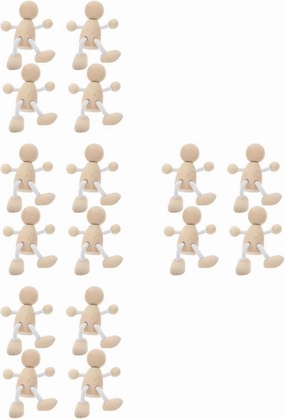16pcs Unfinished Wooden Peg Dolls - Plain Wooden People Figures Robot Bodies to Paint for Creative DIY Art Painting and Decoration