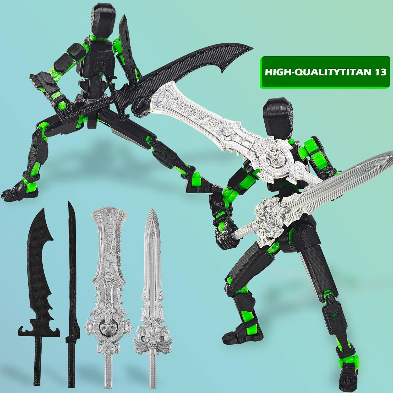 1 PCS Titan 13 Action Figures, 3D Printed Movable Figures with Swords and Axes for Collectors, Perfect for Display or Gifting (Assembly Completed)