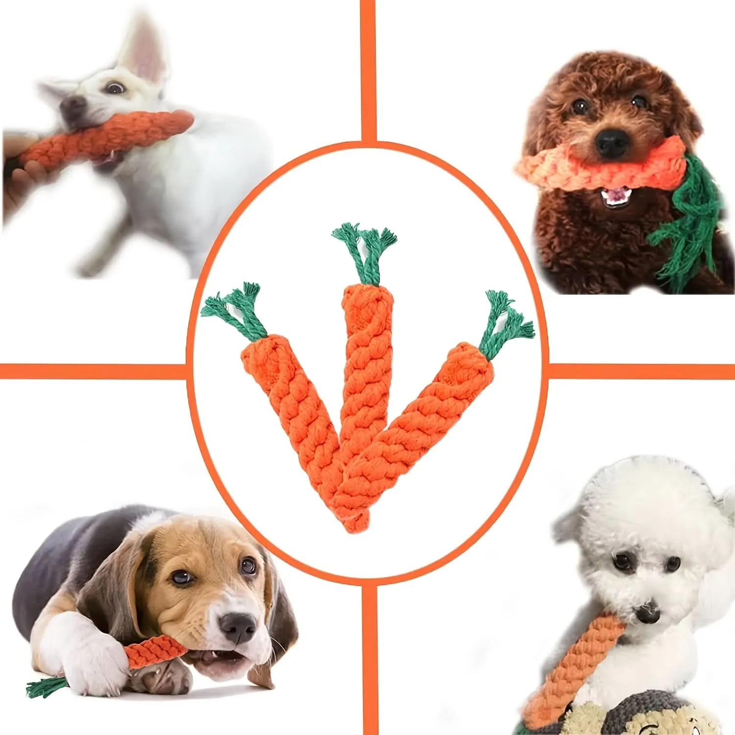1pc Durable Carrot-Shaped Dog Rope Toy