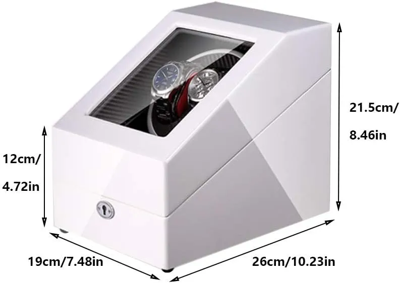 2 3 Automatic Watch Winder Box with LED Light, Wood Shell and Carbon Fiber Leather, Silent Motor, 4 Rotation Modes Setting Watch Winder Box Best Gift