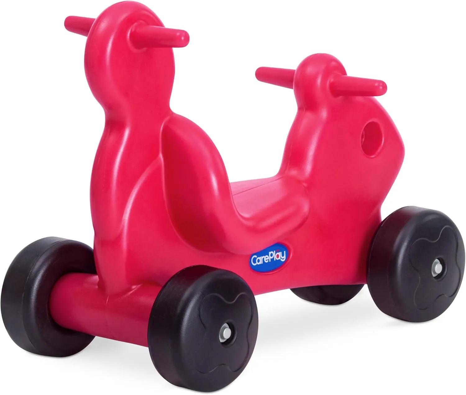 2-in-1 Squirrel Push & Ride-on Toy, Indoor & Outdoor Use, Low Profile Seat, Recommended for Children up to 50lbs, Durable Construction, Made in The USA (Red)