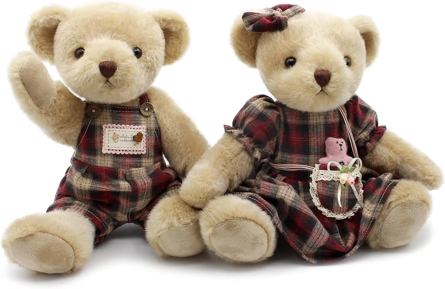 2-Pack Teddy Bear Stuffed Animals Small Soft Plush Toy with Cloth 13“ (Pink)
