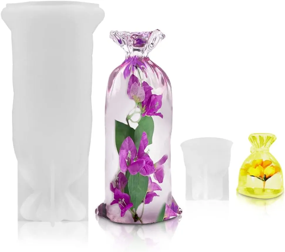 2 Pcs Lucky Bag Resin Mould Set, lyfLux Big and Mini Lucky Bag Resin Molds 3D Resin Molds Silicone for DIY Home Decor, Flower Specimen Preservation and Lucky Charms Keychain
