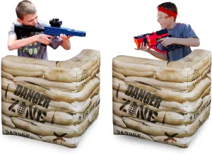 2-Piece Inflatable Combat Sandbag Barricade Set — Action Game Obstacles for Laser Tag, Water Gun Fights, Dart Blaster Play, and Adventure Parties