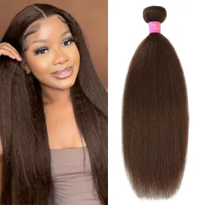 20 inch Brown Kinky Straight Bundles Yaki Straight Human Hair Bundles 100% Unprocessed Brazilian Virgin Hair Kinky Straight Human Hair For Black Women