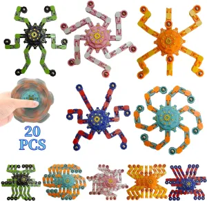 20 Pcs Fidget Spinner Toys Party Favors Easter Basket Goodie Bag Stuffers Funny Gifts for Kids Adults,Transformable Robot Fingertip Stress Relief Gyro Sensory Toys,Treasure Box Toy Prizes Supplies