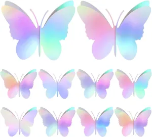 20 PCS Large Iridescent Butterfly Centerpieces for Tables Butterfly Party Decorations 3D Laser Paper Butterfly Table Toppers Centerpiece Iridescent Butterfly Centerpieces for Party Birthday Decoration