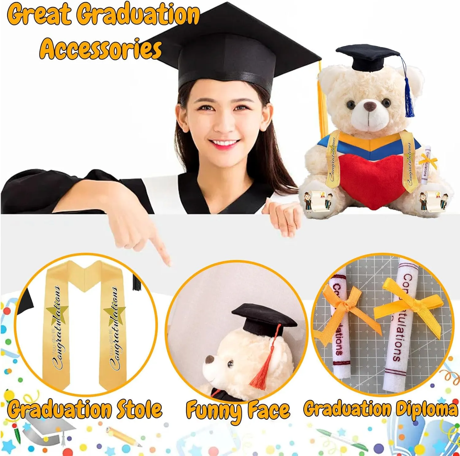 2025 Graduation Teddy Bear with Heart, Personalized Bear Plush Toys as Graduation Gifts for Her Him as High School College Kindergarten Graduation Day 2025 (10 in-Text Photo)
