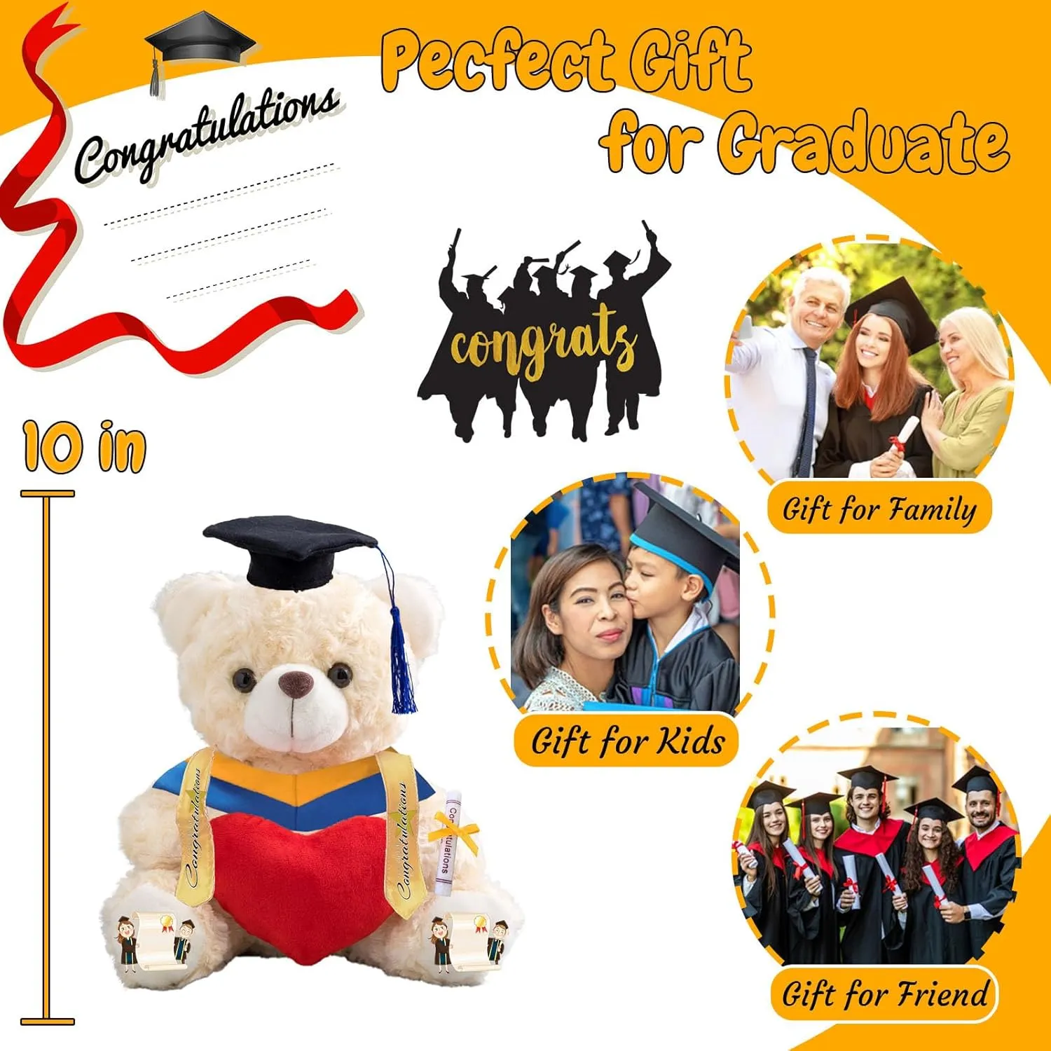 2025 Graduation Teddy Bear with Heart, Personalized Bear Plush Toys as Graduation Gifts for Her Him as High School College Kindergarten Graduation Day 2025 (10 in-Text Photo)