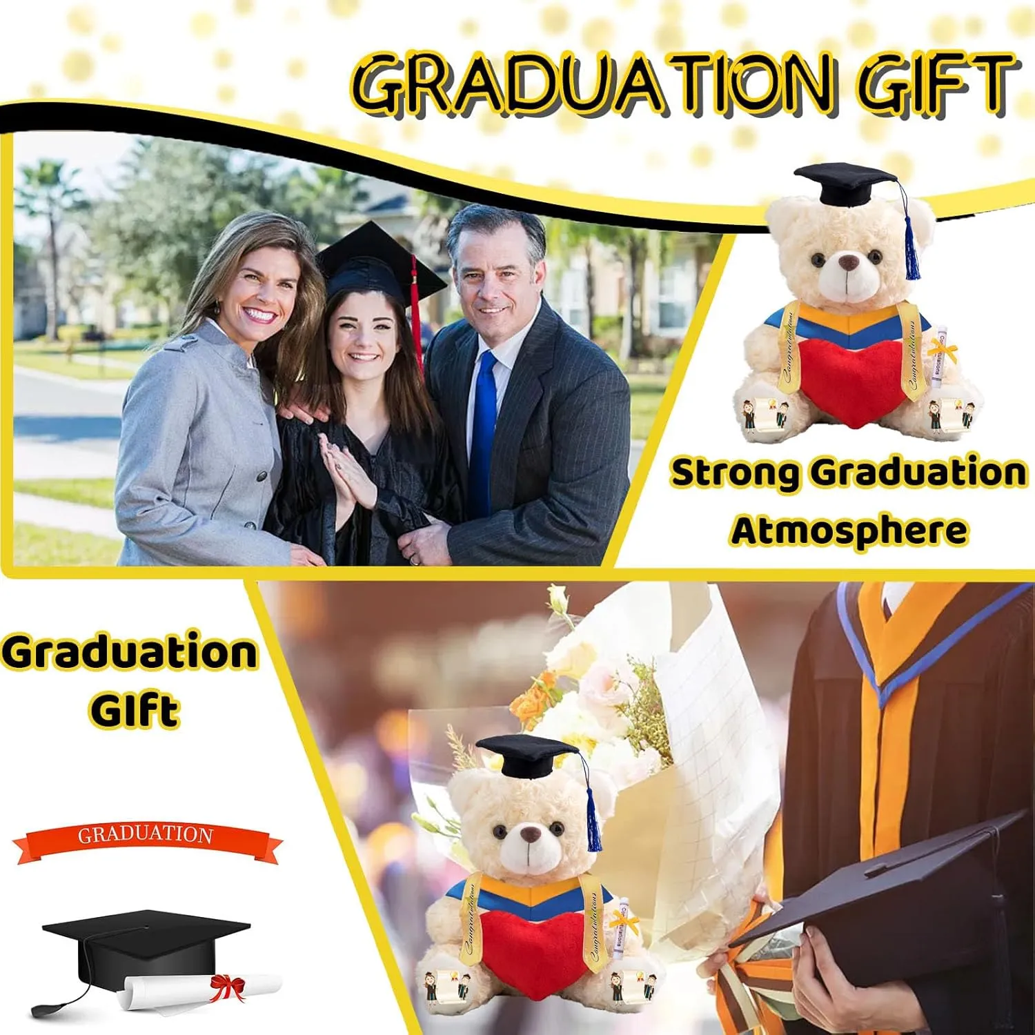 2025 Graduation Teddy Bear with Heart, Personalized Bear Plush Toys as Graduation Gifts for Her Him as High School College Kindergarten Graduation Day 2025 (10 in-Text Photo)
