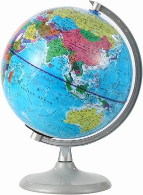 20cm World Globe with Night Light, Standing Educational Geographic Globe with Boundaries City Locations(Chinese-English)