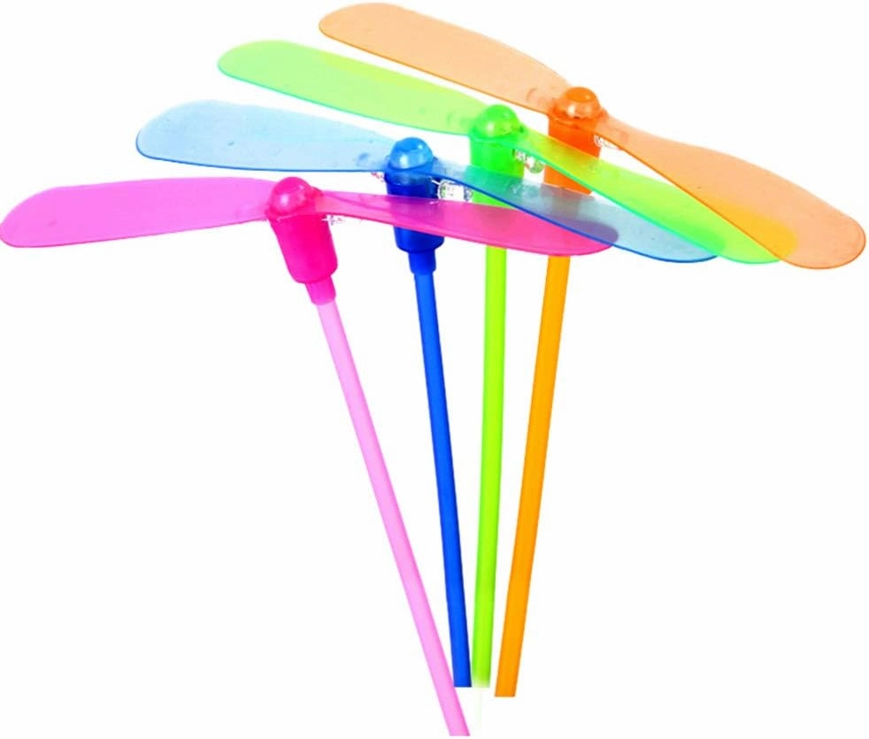 20pcs Flying Hand Helicopter Toy Glowing LED Light- up Copter Dragonfly Hand Rub Propeller Hand Flying Toy for ( Random Color )