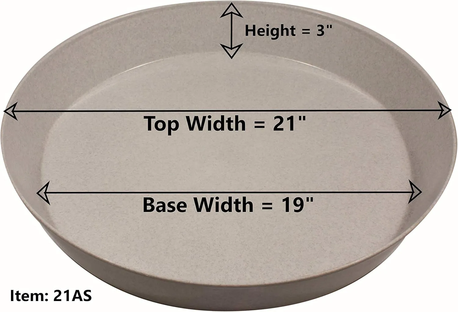 21 Inch (19 Inch Base) Case of 5 Plant Saucers - White Granite Colored Polypropylene - Heavy Duty Indoor/Outdoor- Collects Flower Pot Drainage and Excess Water - Made in USA