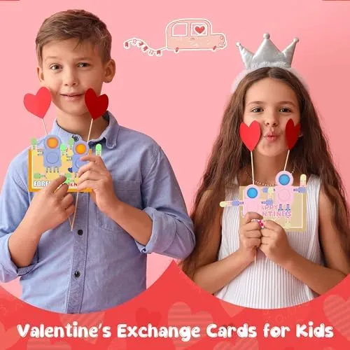 24 Pack Stress Relief Toys with Cards, DIY Chain Robot Pressure Relieving Toys for Classroom Gift Exchange