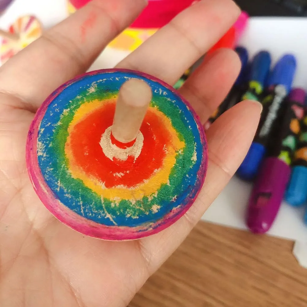 24 Pcs Wooden Spinning Top Rotating Tops Toy Durable Gyro Plaything DIY Hand-Painted Gyro Wooden Toy Gyro Toys for Kid Small Rotating Gyro Toys Wooden Rotating Tops Gyro Playthings
