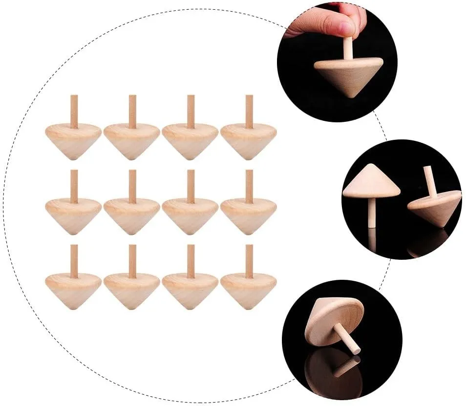 24 Pcs Wooden Spinning Top Rotating Tops Toy Durable Gyro Plaything DIY Hand-Painted Gyro Wooden Toy Gyro Toys for Kid Small Rotating Gyro Toys Wooden Rotating Tops Gyro Playthings