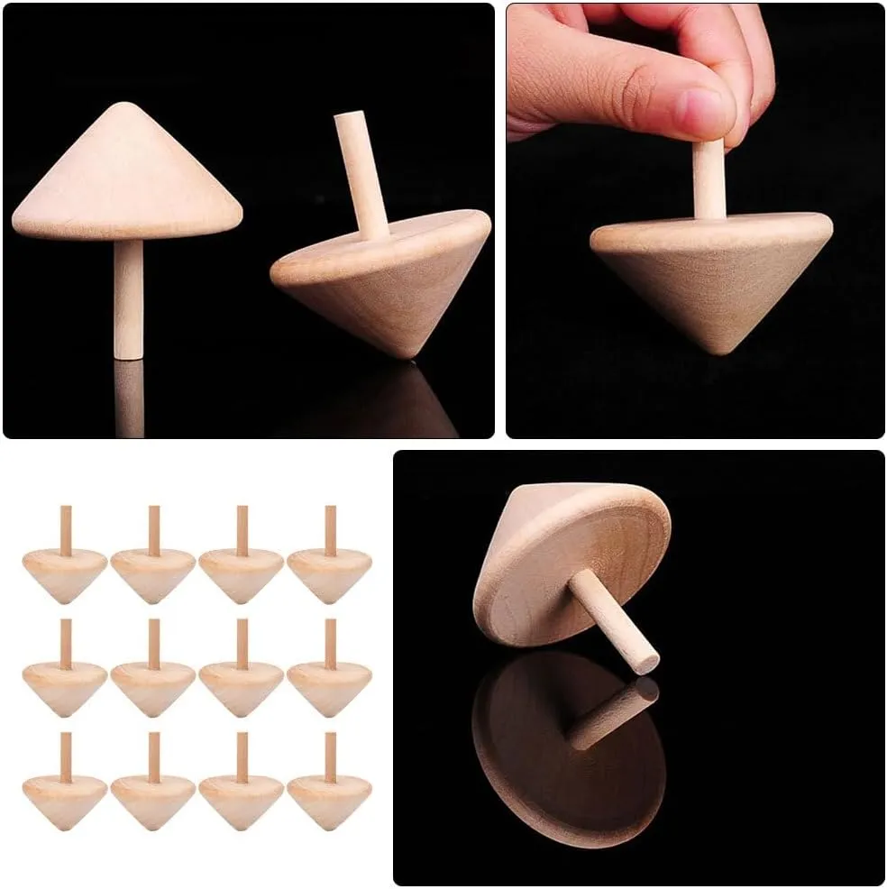 24 Pcs Wooden Spinning Top Rotating Tops Toy Durable Gyro Plaything DIY Hand-Painted Gyro Wooden Toy Gyro Toys for Kid Small Rotating Gyro Toys Wooden Rotating Tops Gyro Playthings