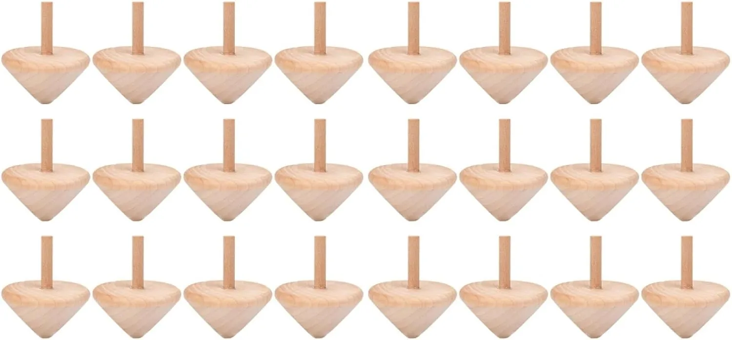 24 Pcs Wooden Spinning Top Rotating Tops Toy Durable Gyro Plaything DIY Hand-Painted Gyro Wooden Toy Gyro Toys for Kid Small Rotating Gyro Toys Wooden Rotating Tops Gyro Playthings