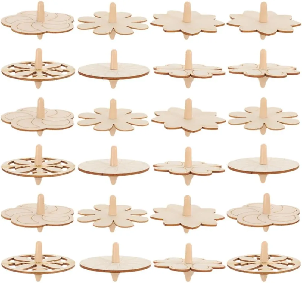 24pcs Wooden Spinning Top DIY Painting Children Toy Tops Toys Gyro Toys for Kids Child Gyro Toys Kids Toy Unfinished Gyro Toy Children Gyro Toys Pressure Relief Gyro Kids Accessory