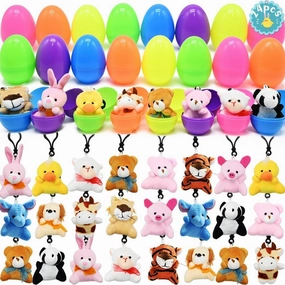 24Pcs Plush Animals Keychain Set, Cute Mini Keychain Toys for Kids Goodie Bag Classroom Prize