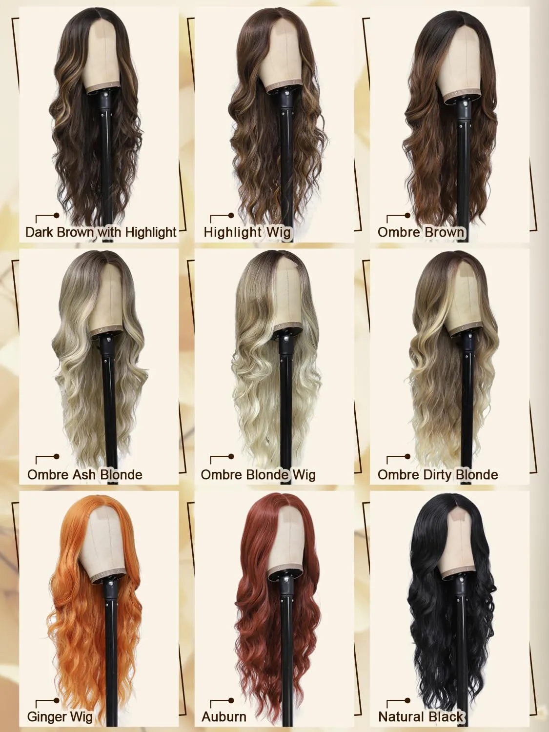 26 Inch Long Ginger Wig for Women Synthetic Orange Lace Front Middle Part Wavy Wigs Body Wave Heat Resistant Wig for Daily Party Use